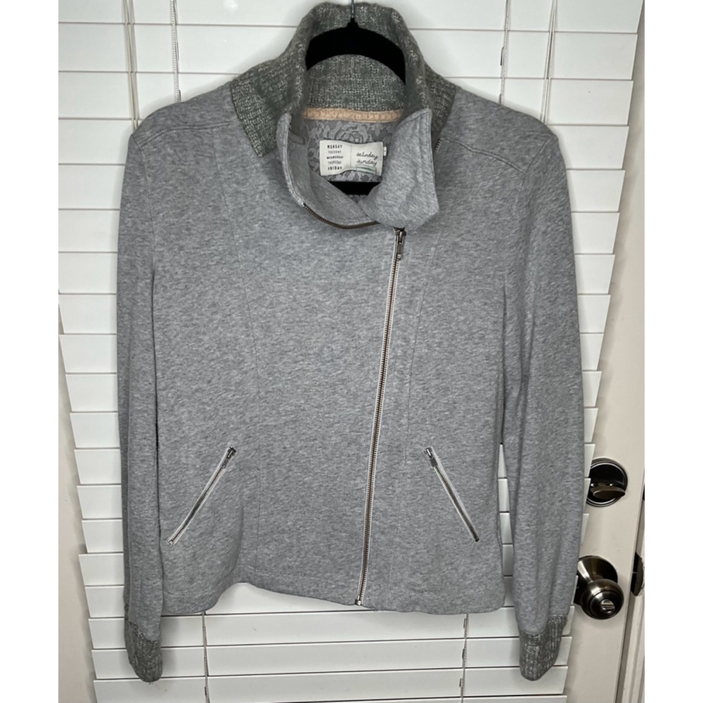 Anthropologie Saturday Sunday helmi moto jacket size S full zip ribbed knit top